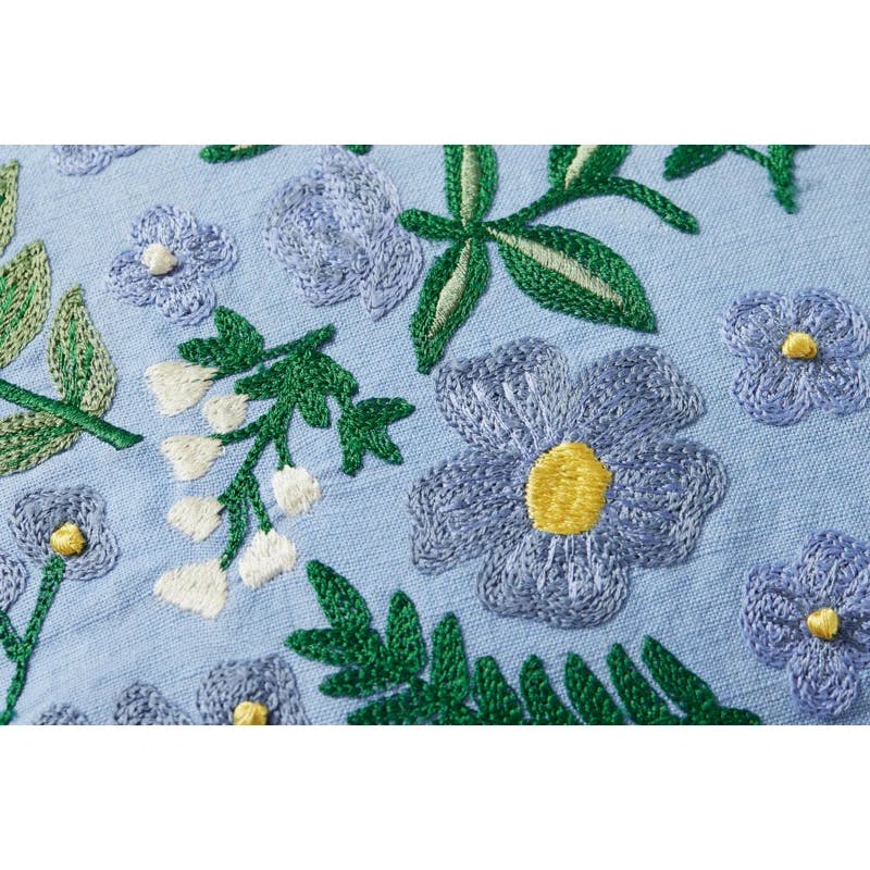 Elegant Blue Linen Embroidered Lumbar Pillow Set for Mothers