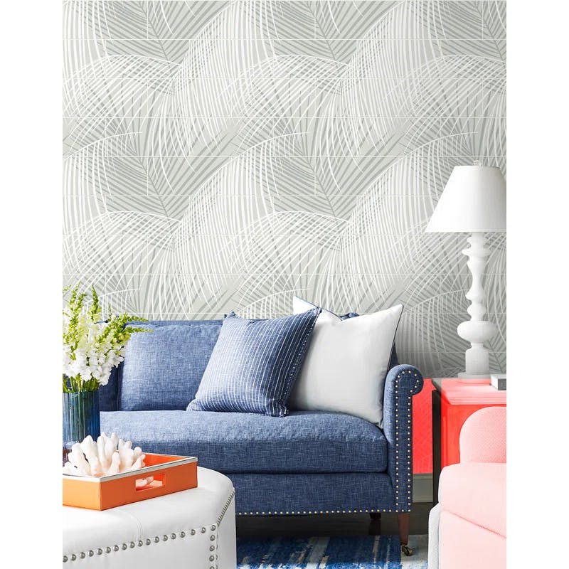 Luxe Haven Sea Salt Palm Tile Peel and Stick Wallpaper