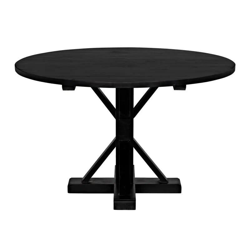 Noir 48" Contemporary Mid-Century Modern Round Solid Wood Dining Table