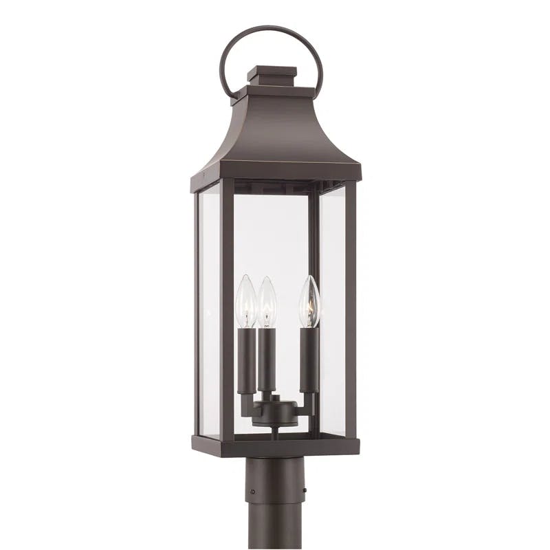 Bradford Oiled Bronze 3-Light Outdoor Post Lantern with Clear Glass