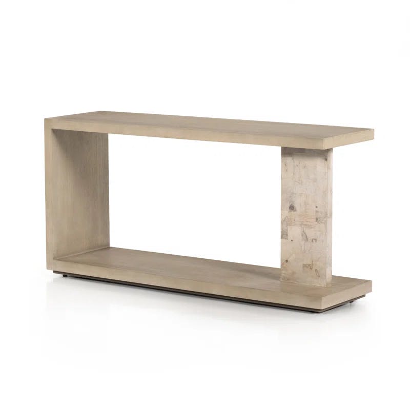 Cantilevered Modern Darian Console Table in White Mahogany