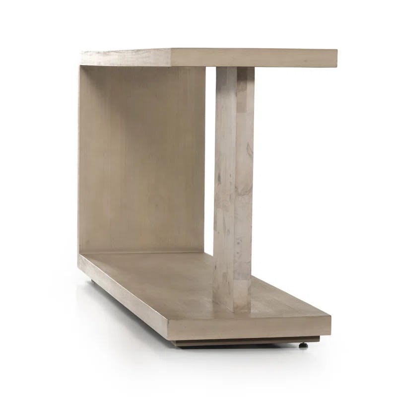 Cantilevered Modern Darian Console Table in White Mahogany