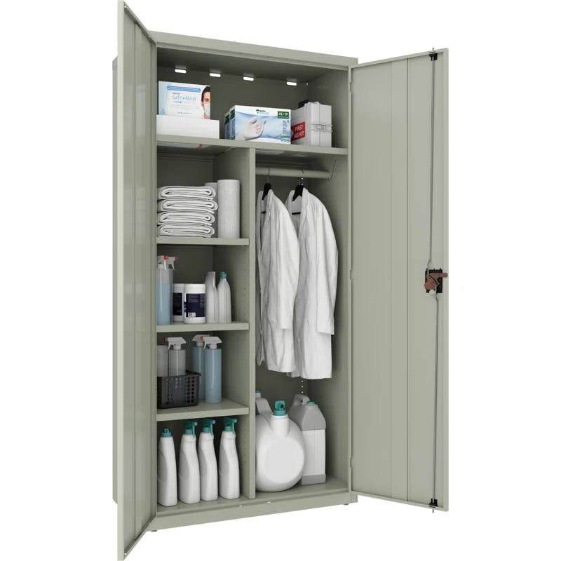 Contemporary Fortress 74.5" Steel Gray Armoire with Locking Doors
