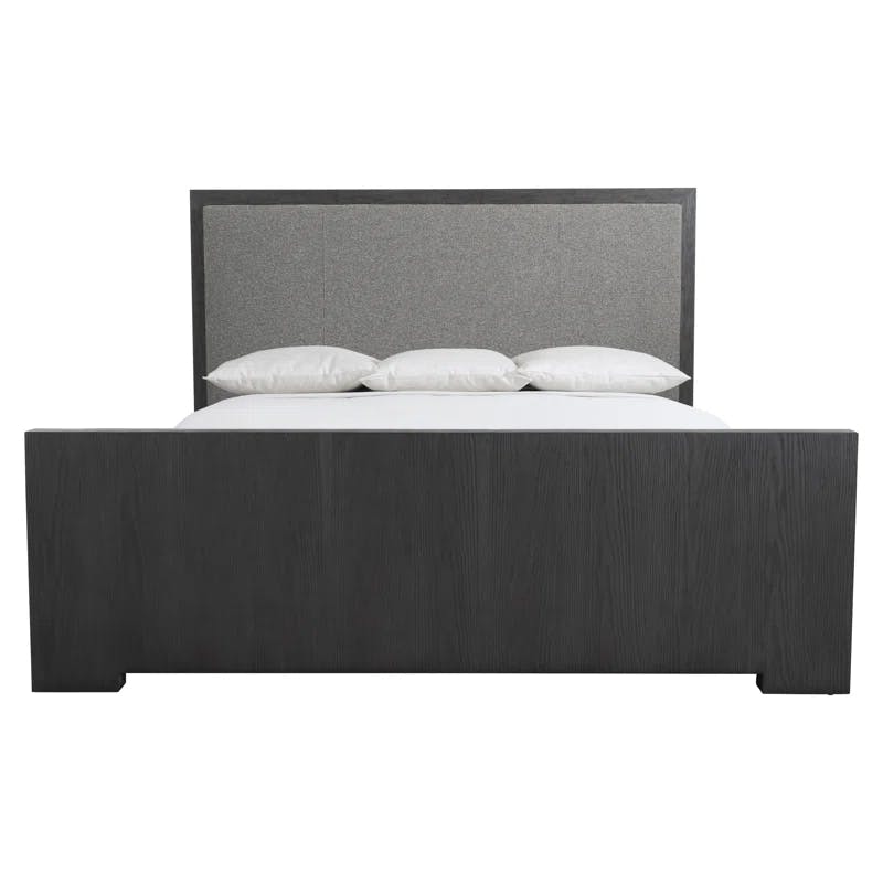 L'Ombre Charcoal Transitional King Upholstered Bed with Pine Frame