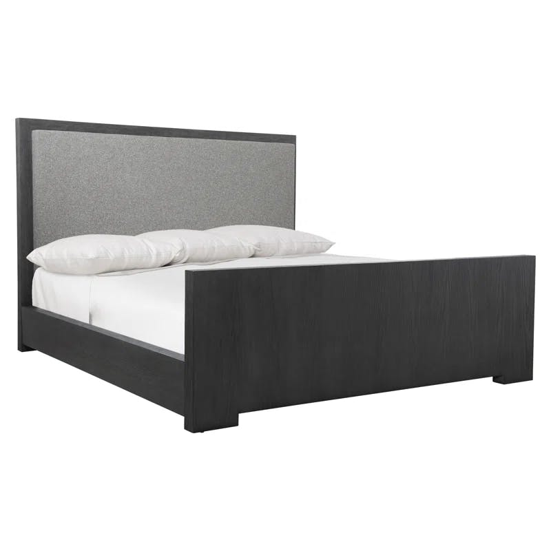 L'Ombre Charcoal Transitional King Upholstered Bed with Pine Frame