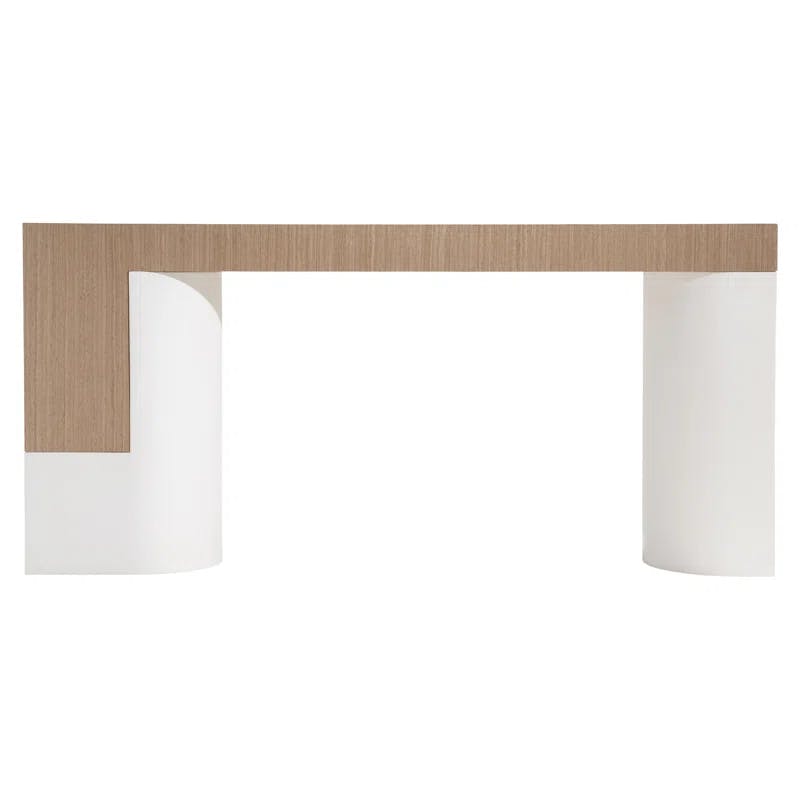 Transitional Modulum 64'' Brown and White Wood-Stone Console Table