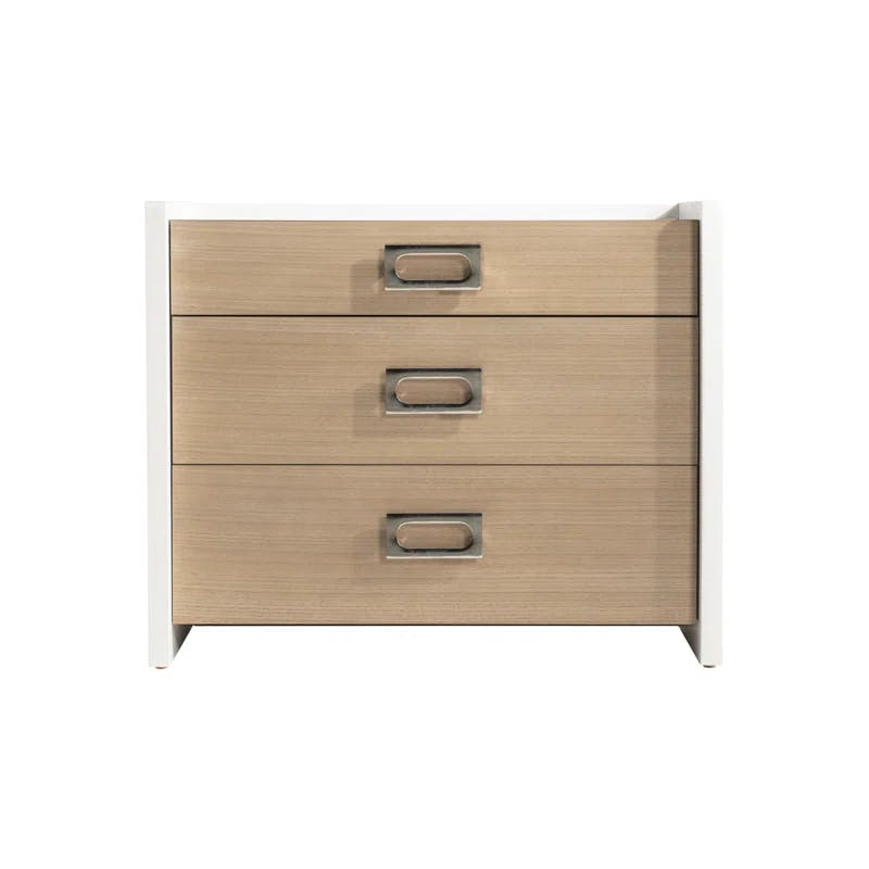 Sahara Brown Transitional 3-Drawer Nightstand with USB Charger