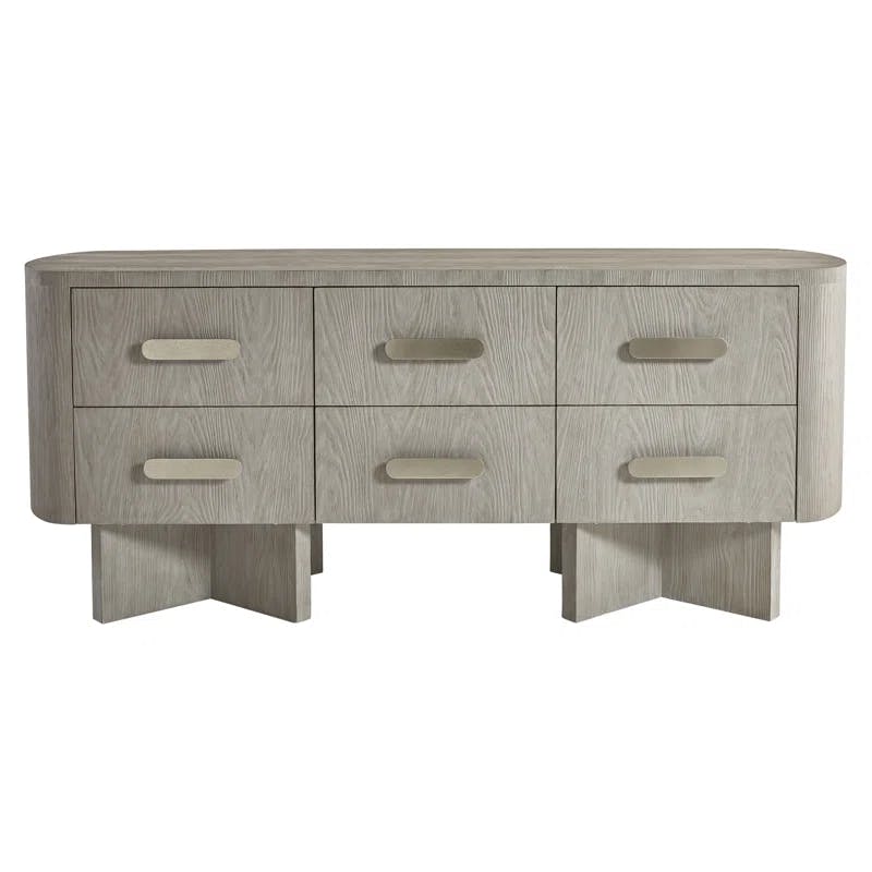 Trianon Contemporary Gris Finish 6-Drawer Dresser with X-Shaped Bases
