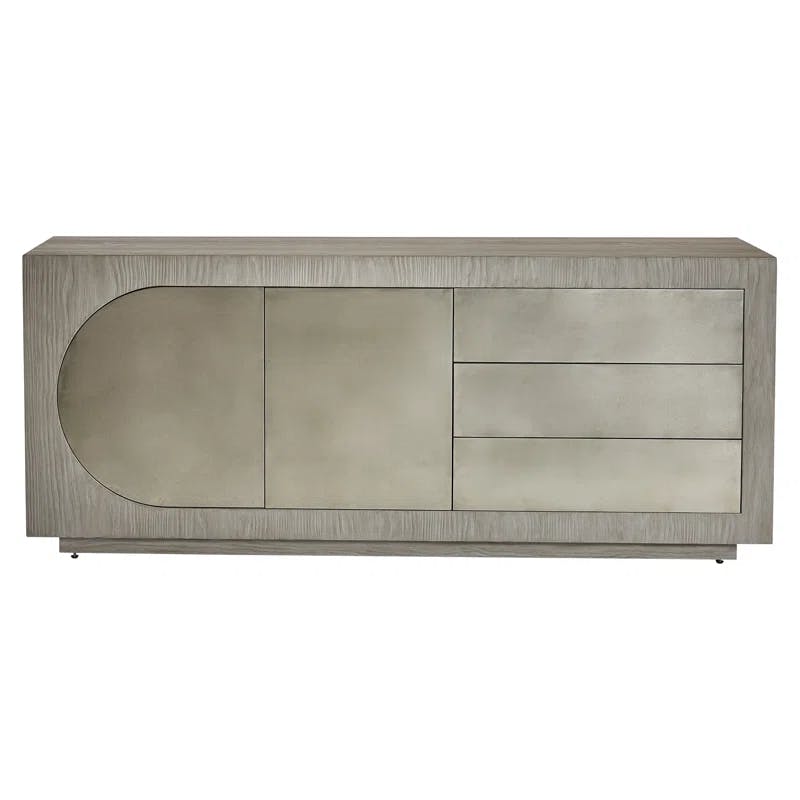 Trianon Contemporary Beige Pine Sideboard with Aluminum Accents