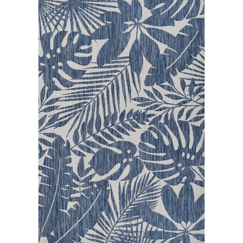 Chambray Blue Geometric 2' x 10' Washable Outdoor Runner Rug
