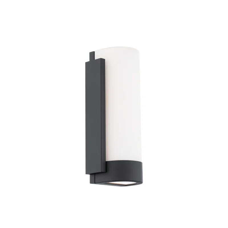 Blake Cylinder Black Iron LED Sconce with Etched Opal Glass