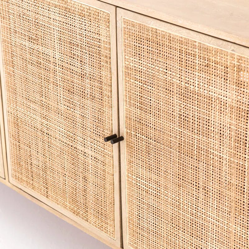 Carmel 72'' Natural Mango and Cane Sideboard with Gunmetal Legs