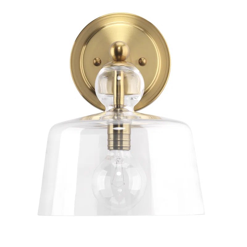 Elevate 12" Antique Brass and Clear Glass Jelly Jar Wall Sconce
