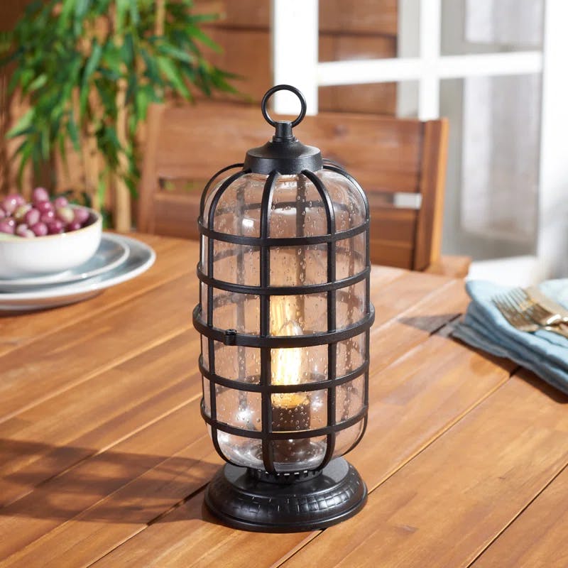 Edison 17'' Black Metallic Outdoor Table Lamp