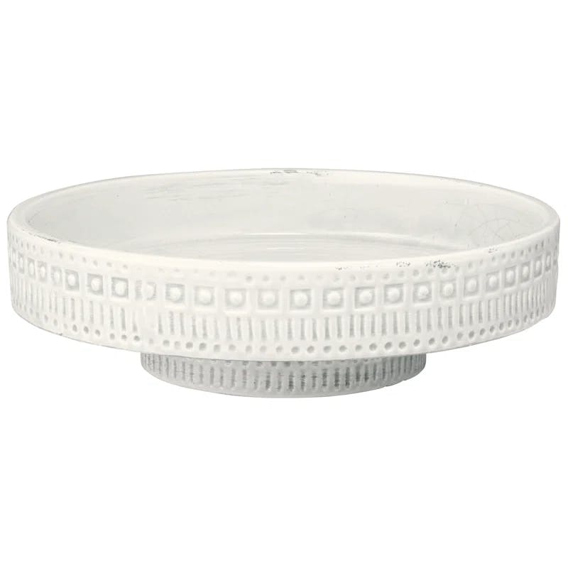 Coco Handmade Geometric Ceramic Decorative Bowl - White