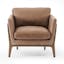 Contemporary Dash Brown Leather Armchair with Solid Wood Frame