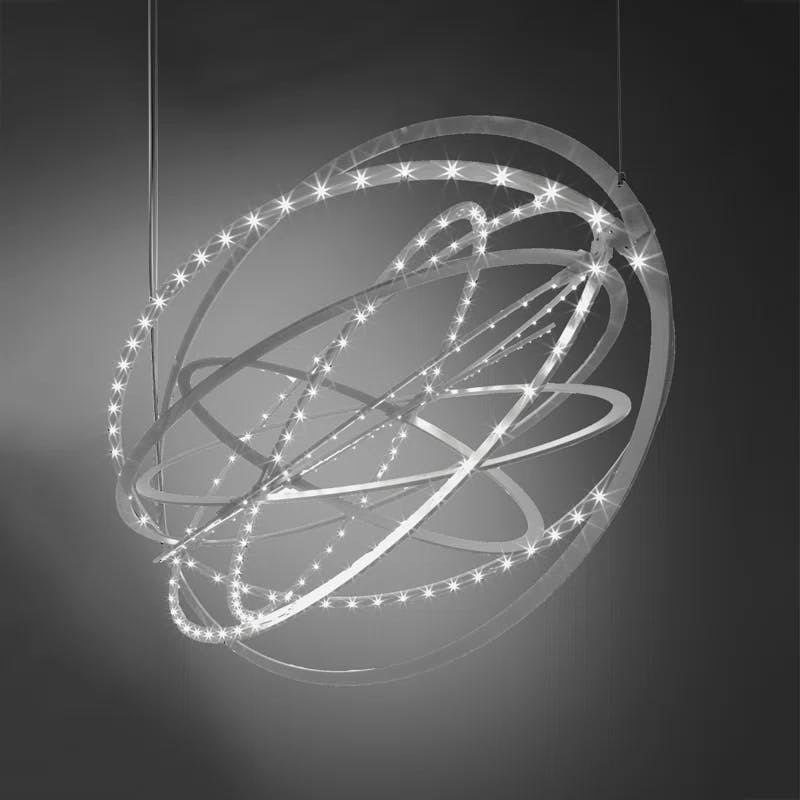 Copernico Silver Grey LED Suspension Lamp with Adjustable Ellipses