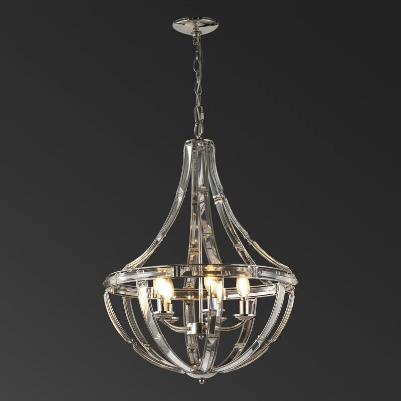 Amira Contemporary Crystal Empire Chandelier in Chrome Finish