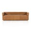 Contemporary Brown Leather Tufted Sofa with Wood Accents, 88.5"