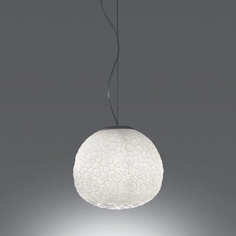 Meteorite Elegance 15" LED White Glass Suspension Light