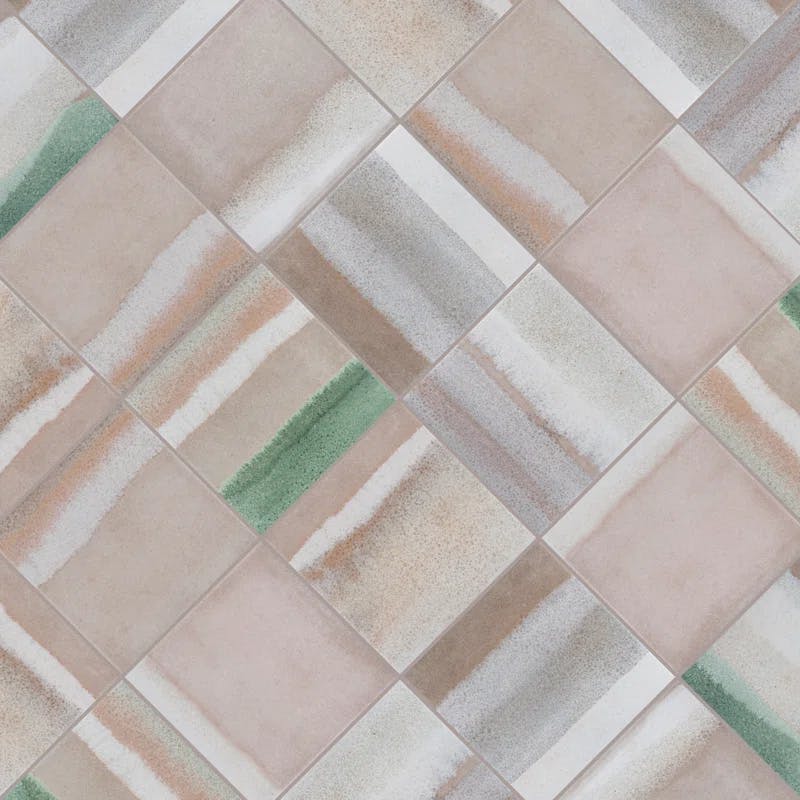 Coastal Breeze 6" x 6" Porcelain Stone Look Tile in Taupe/Green