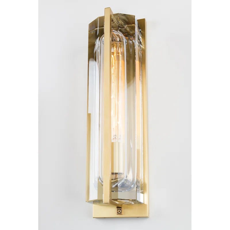 Hawkins Aged Brass Dimmable Glass Tube Wall Sconce