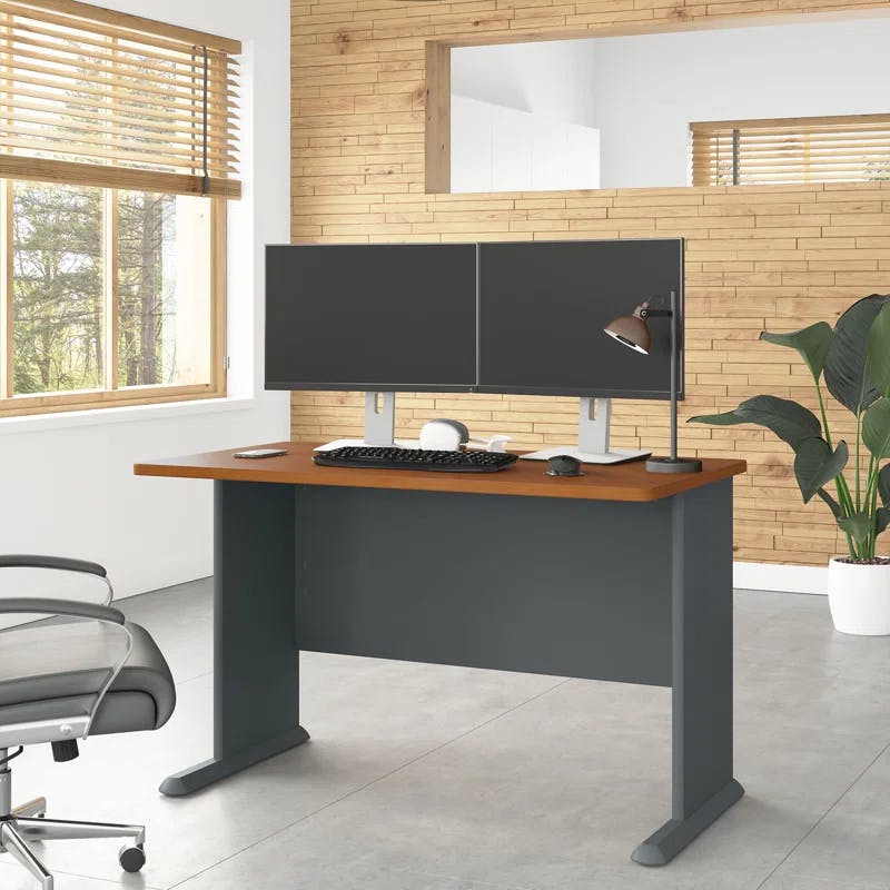 Slate Executive 48" Desk with Filing Cabinet and Keyboard Tray
