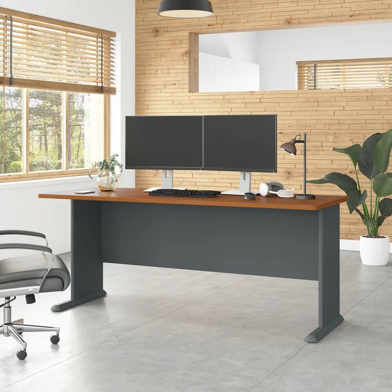 Slate Executive 48" Desk with Filing Cabinet and Keyboard Tray