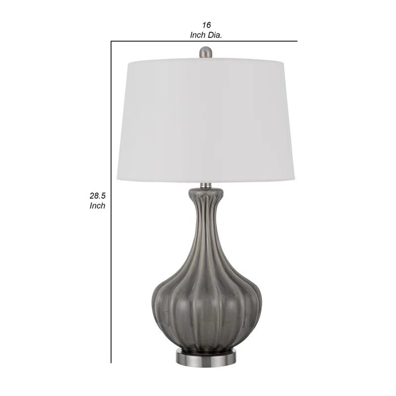 Elegant Slate Gray Tapered Glass Table Lamp Set with White Shade