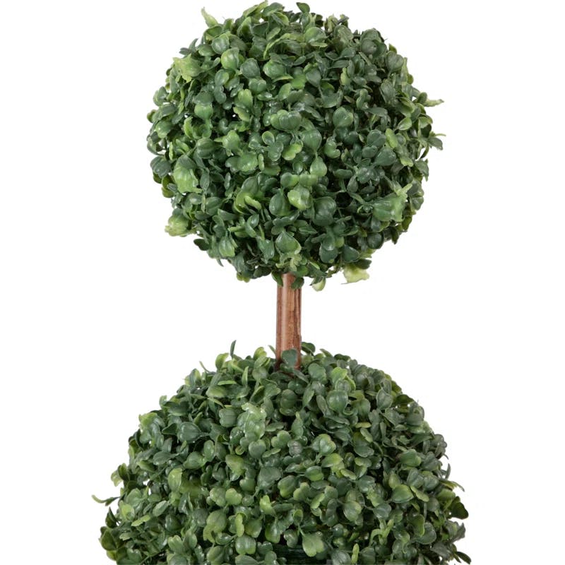 38" Two-Tone Green Boxwood Triple Ball Topiary in Round Pot