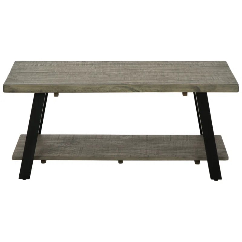 Urban Contemporary 42'' Black and Gray Wood-Metal Coffee Table
