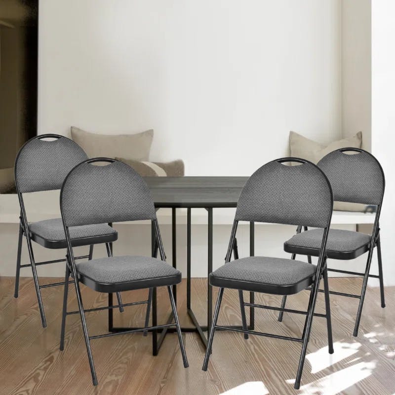 ErgoComfort 6-Piece Black Fabric & Metal Folding Chair Set