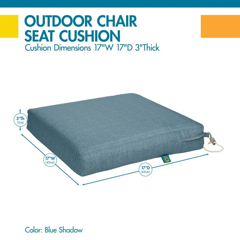 Blue Shadow Water-Resistant Outdoor Dining Chair Cushion 17x17