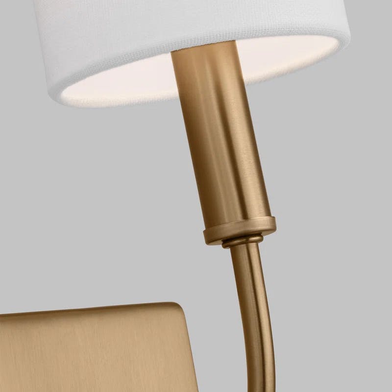 Greenwich Satin Brass Dimmable Cylinder Wall Sconce with Linen Shade