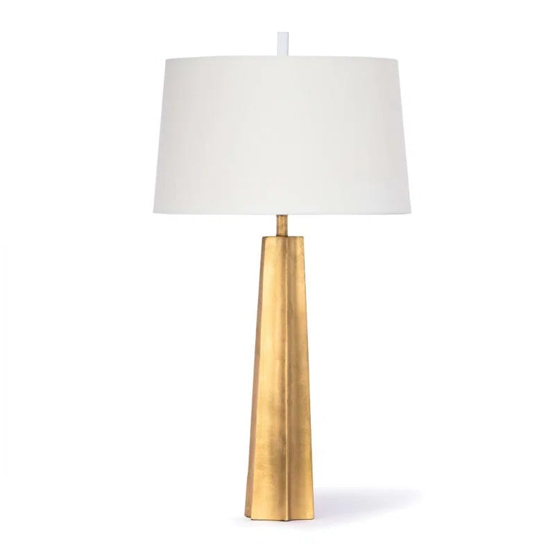 Celine 18'' Gold Leaf Linen Shade Table Lamp with 3-Way Switch