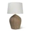 Seaside Natural Woven Rattan Table Lamp with White Linen Shade