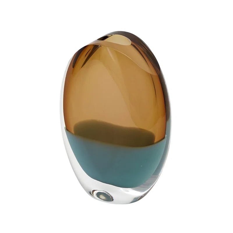 Elegant Pistachio Amber Glass Vase 10" H x 6.75" W