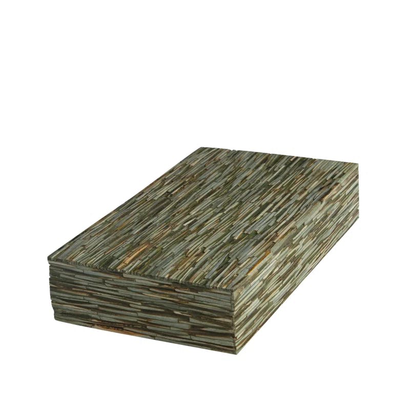 Handmade Forest Green Bone China & Wood Storage Box - 15"x9"