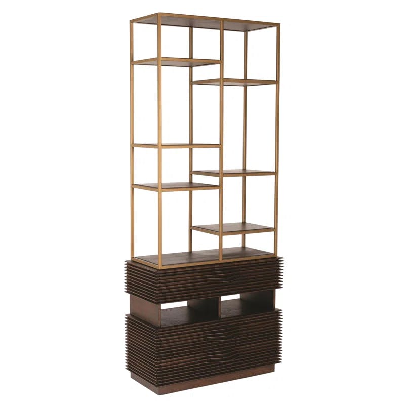 Oslo Etagere Handcrafted Ash Wood and Metal Frame Storage Unit