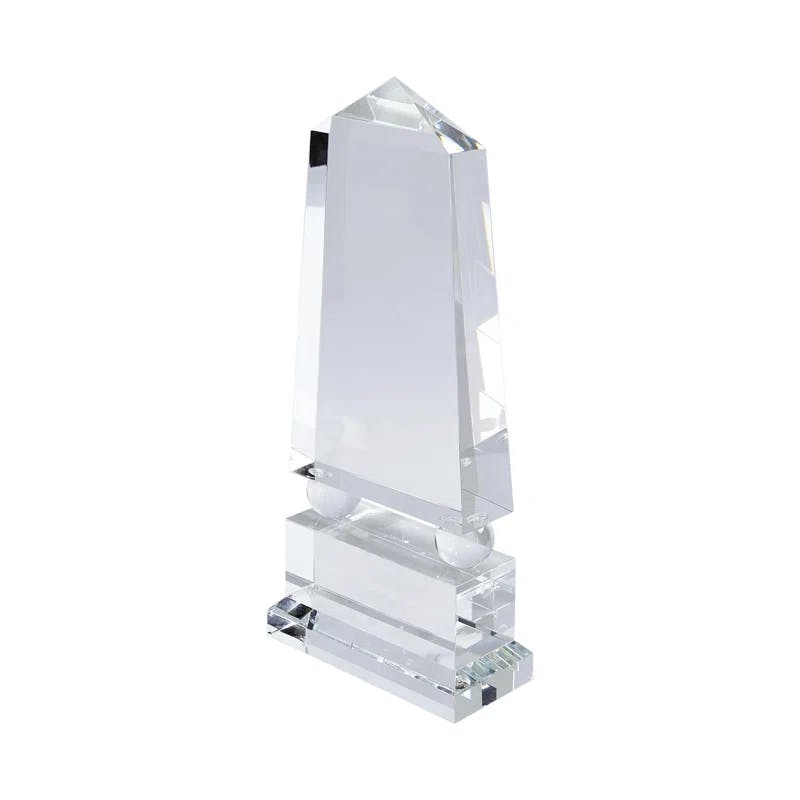 Elegant Wide Crystal Obelisk Decorative Accent
