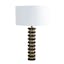 Elegant Black Marble Dual-Pull Chain Table Lamp with White Linen Shade