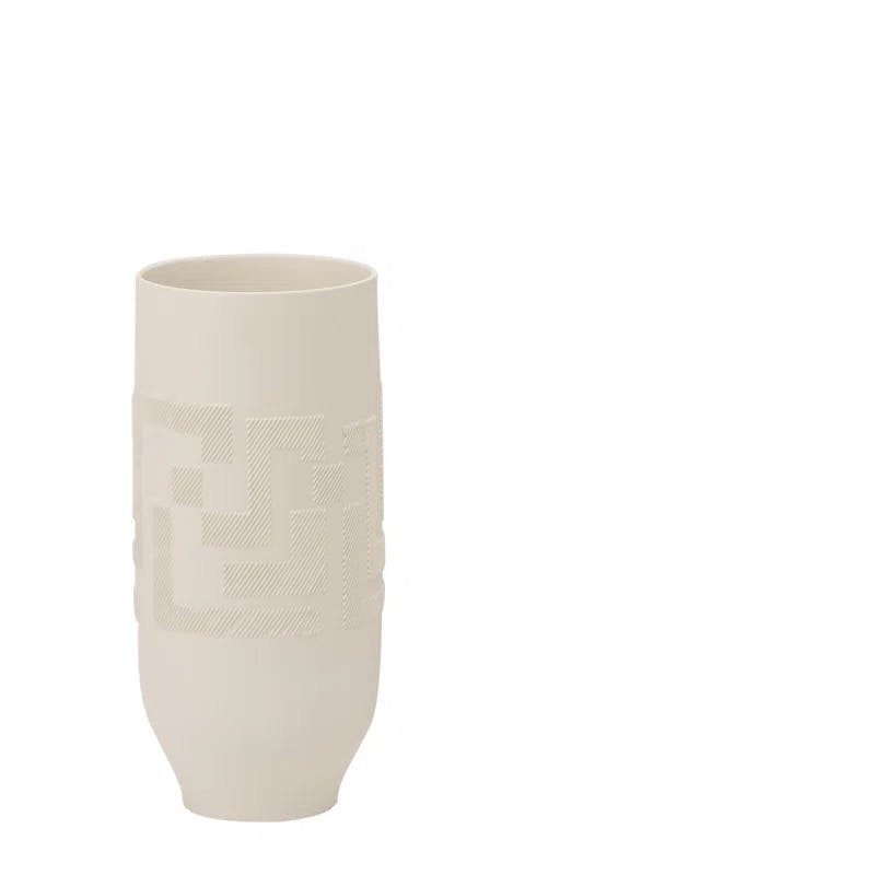 Ancestral Pueblo Inspired Matte White Ceramic Vase 16"x7.25"