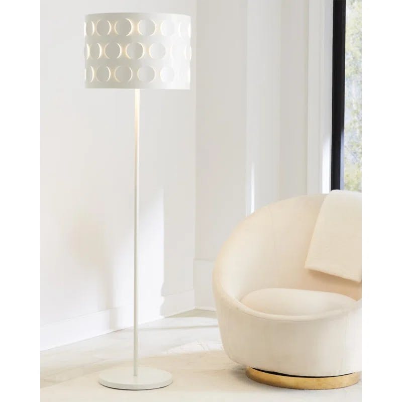 Dottie Burnished Brass Floor Lamp with White Linen Shade