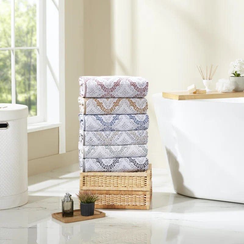 Ivy Elegance 6-Piece Jacquard Cotton Towel Set