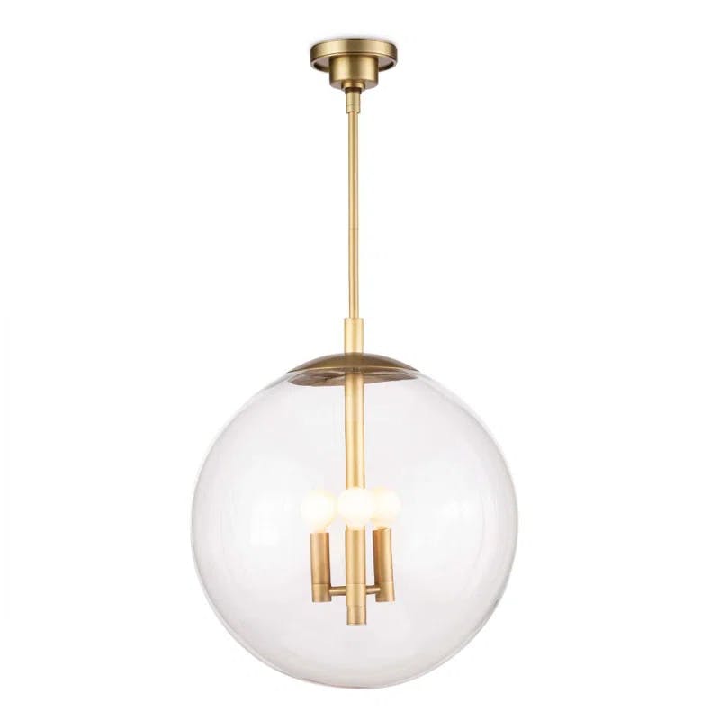 Elegance in Illumination: 3-Light Natural Brass Globe Pendant