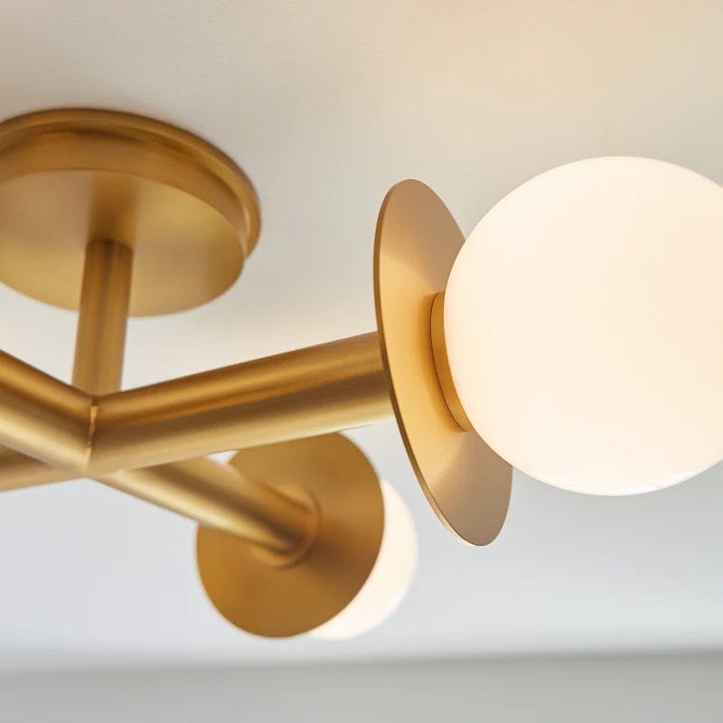 Burnished Brass 4-Light Indoor/Outdoor Globe LED Flush Mount