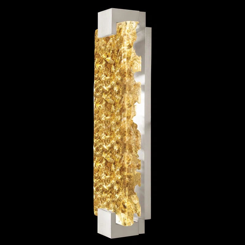 Zen Inspired Silver LED Dimmable Sconce with Polished Cast Glass