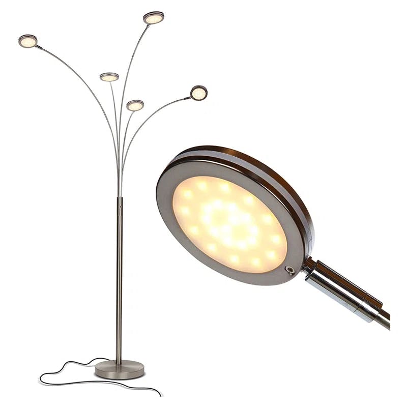 Celestial Nickel 74" LED Floor Lamp with 5 Adjustable Arms