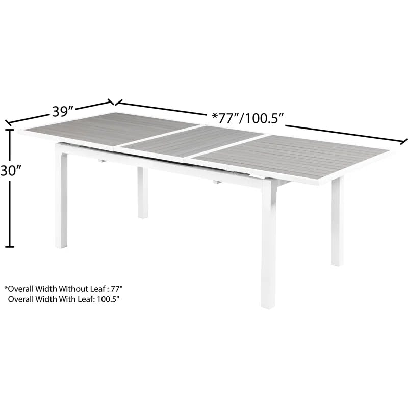 Nizuc Grey and White Aluminum Extendable Outdoor Dining Table