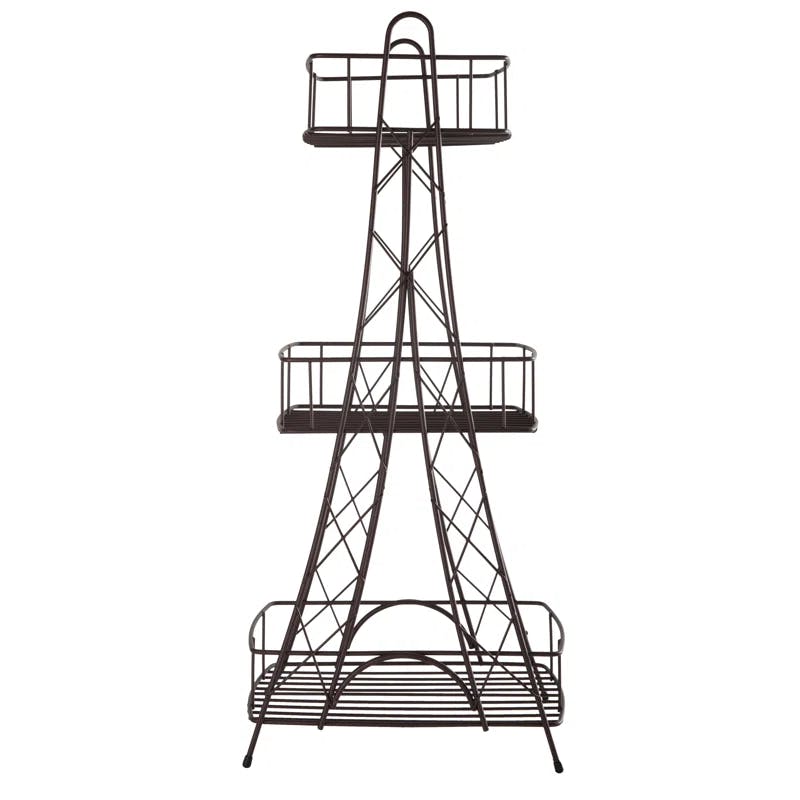 Eiffel Tower Inspired 3-Tier Black Metal Spa Tower